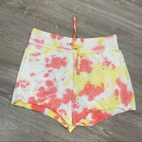 BP French Terry Sweat Shorts In Ombre White Yellow Pink Cotton - Picture 3 of 6